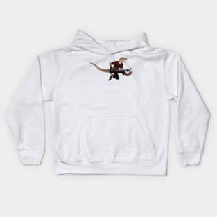 DINOMETAL - VELOCIRAPTOR (No Background) Kids Hoodie